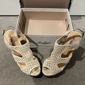 Lucky Brand Cream Woven Slingback Wedge Sandals